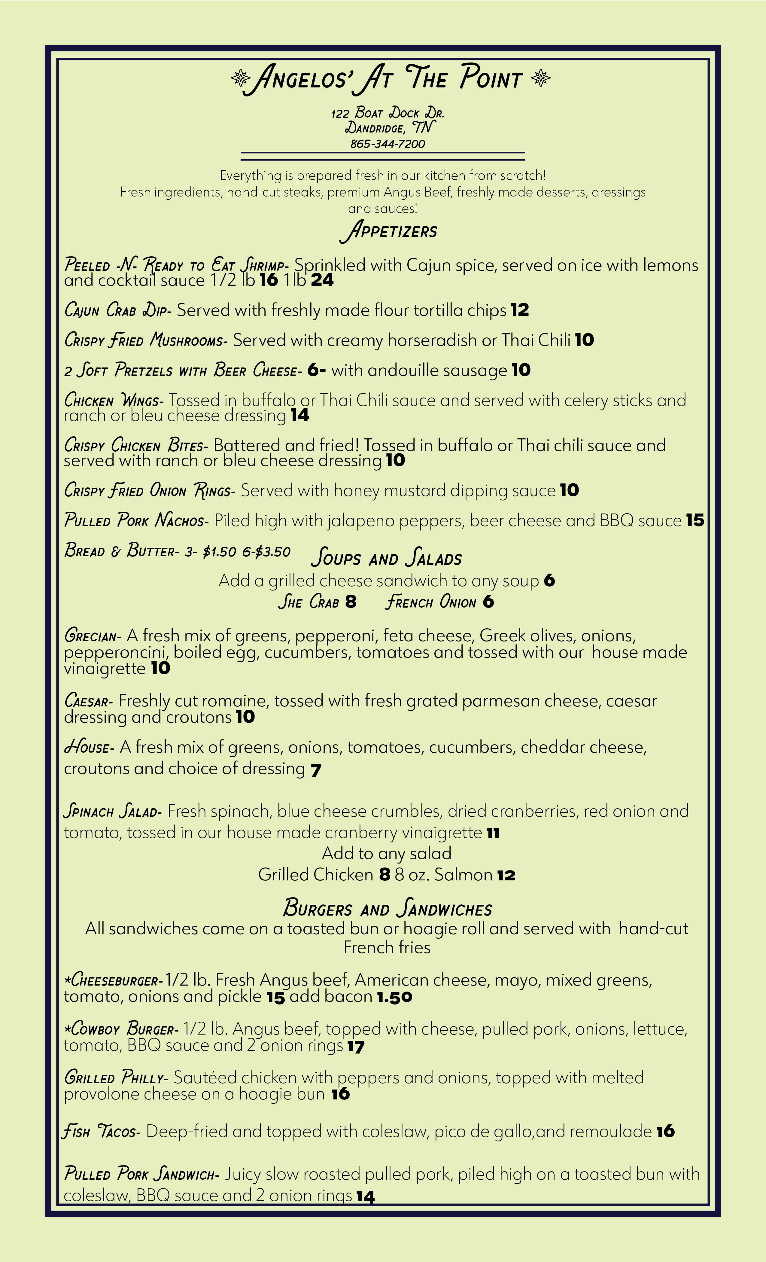 The point menu deals